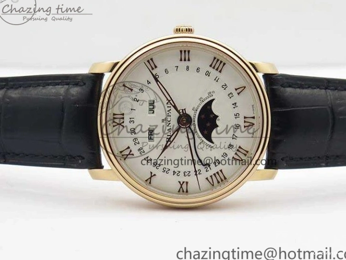 1228 Villeret 6654 RG Complicated Function OMF 1:1 Best Edition White Texture Dial On Leather Strap A Bright 8105